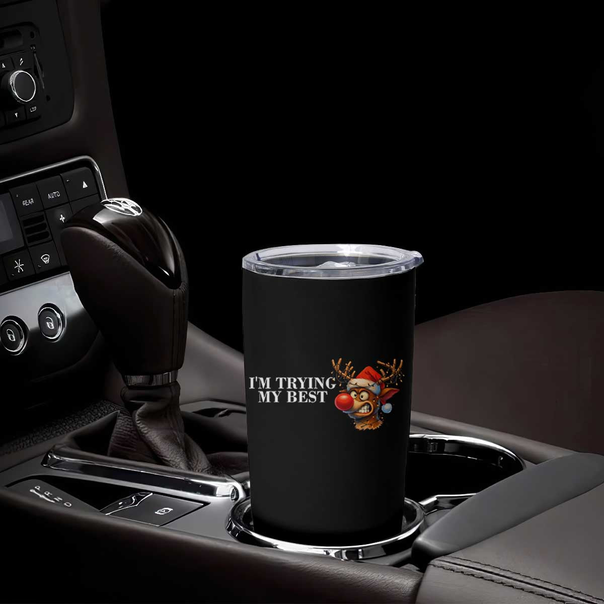 Funny Reindeer Christmas Meme Tumbler Cup I Am Trying My Best TS14 Print Your Wear