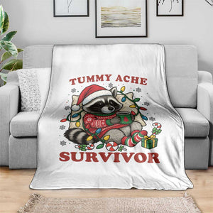 Funny Racoon Christmas Meme Throw Blanket Tummy Ache Survivor TS14 Print Your Wear