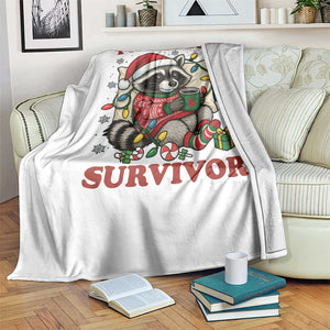 Funny Racoon Christmas Meme Throw Blanket Tummy Ache Survivor TS14 Print Your Wear