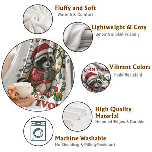 Funny Racoon Christmas Meme Throw Blanket Tummy Ache Survivor TS14 Print Your Wear