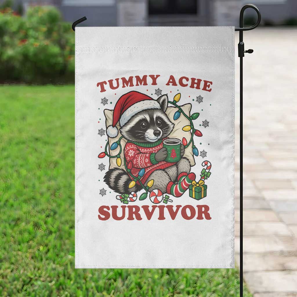 Funny Racoon Christmas Meme Garden Flag Tummy Ache Survivor TS14 Print Your Wear