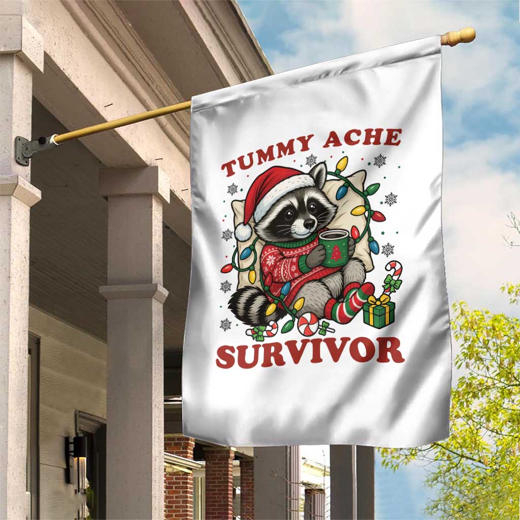 Funny Racoon Christmas Meme Garden Flag Tummy Ache Survivor TS14 Print Your Wear