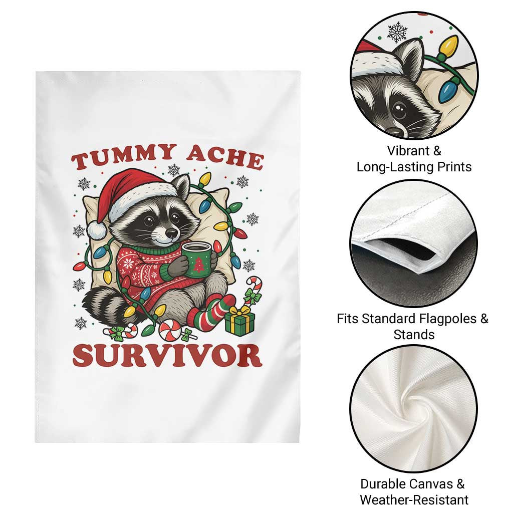 Funny Racoon Christmas Meme Garden Flag Tummy Ache Survivor TS14 Print Your Wear