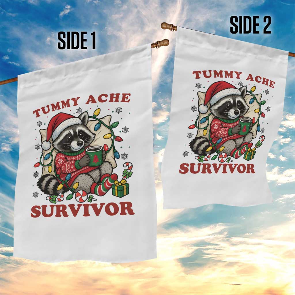 Funny Racoon Christmas Meme Garden Flag Tummy Ache Survivor TS14 Print Your Wear