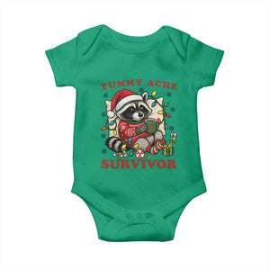 Funny Racoon Christmas Meme Baby Onesie Tummy Ache Survivor TS14 Irish Green Print Your Wear