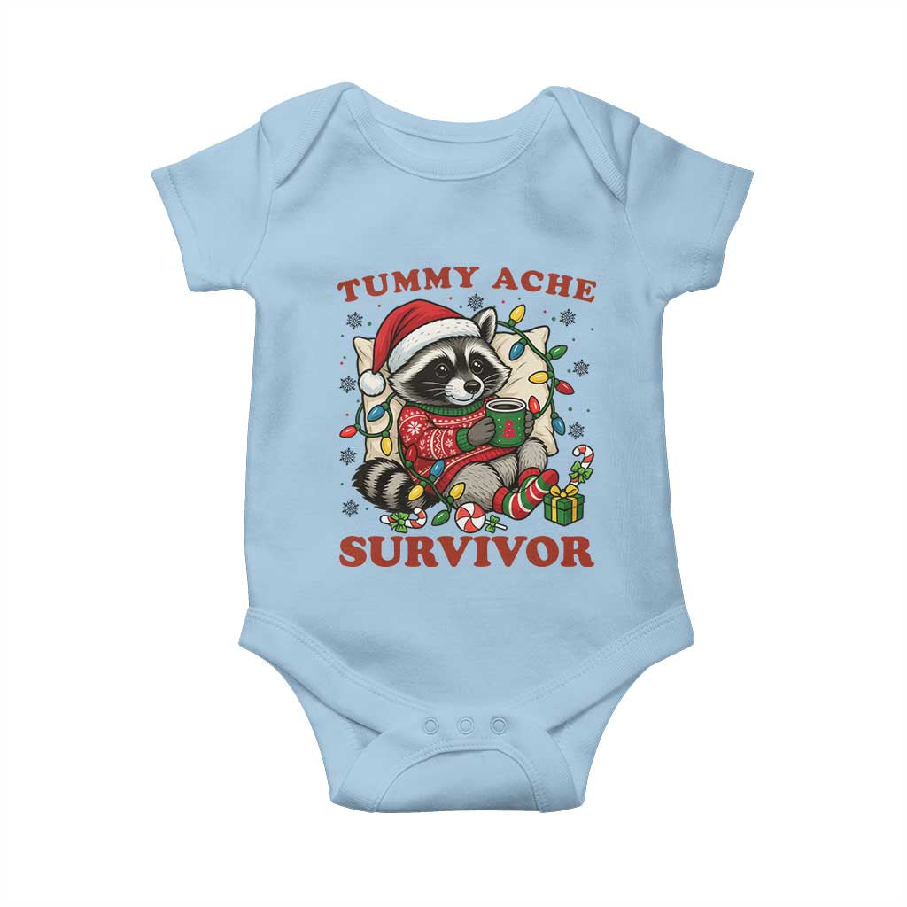 Funny Racoon Christmas Meme Baby Onesie Tummy Ache Survivor TS14 Light Blue Print Your Wear