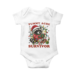 Funny Racoon Christmas Meme Baby Onesie Tummy Ache Survivor TS14 White Print Your Wear
