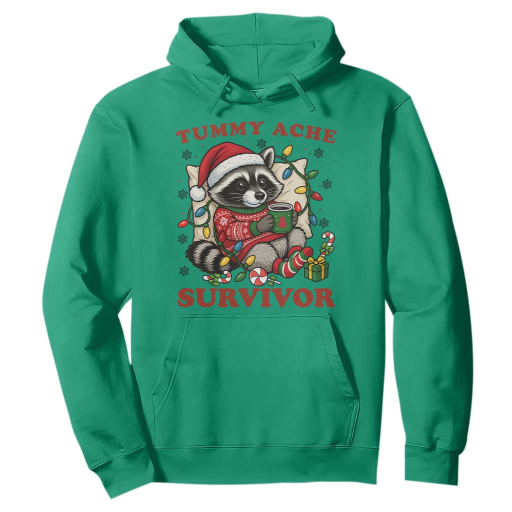 Funny Racoon Christmas Meme Hoodie Tummy Ache Survivor TS14 Irish Green Print Your Wear