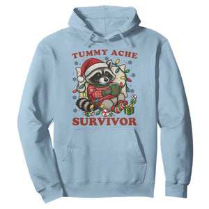 Funny Racoon Christmas Meme Hoodie Tummy Ache Survivor TS14 Light Blue Print Your Wear