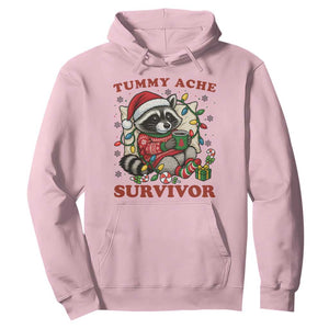 Funny Racoon Christmas Meme Hoodie Tummy Ache Survivor TS14 Light Pink Print Your Wear