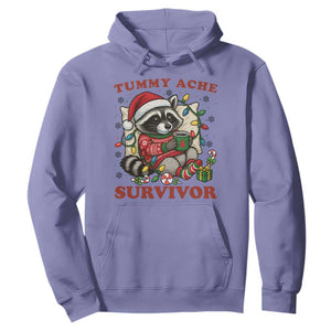 Funny Racoon Christmas Meme Hoodie Tummy Ache Survivor TS14 Violet Print Your Wear