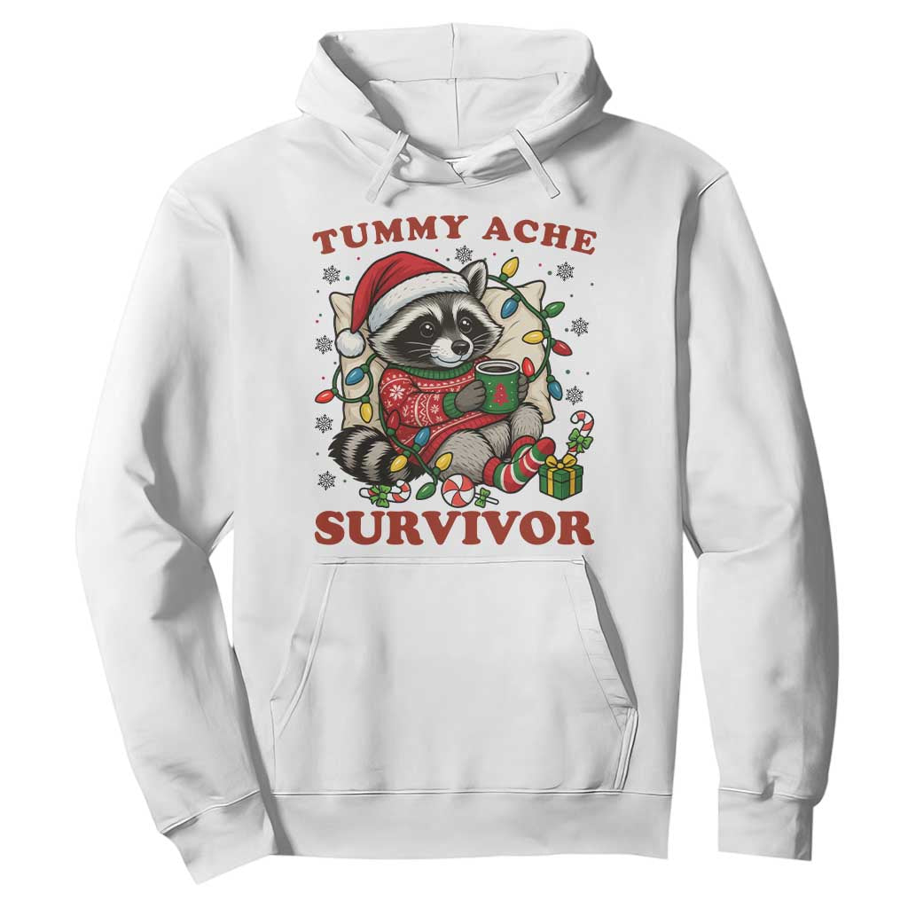 Funny Racoon Christmas Meme Hoodie Tummy Ache Survivor TS14 White Print Your Wear