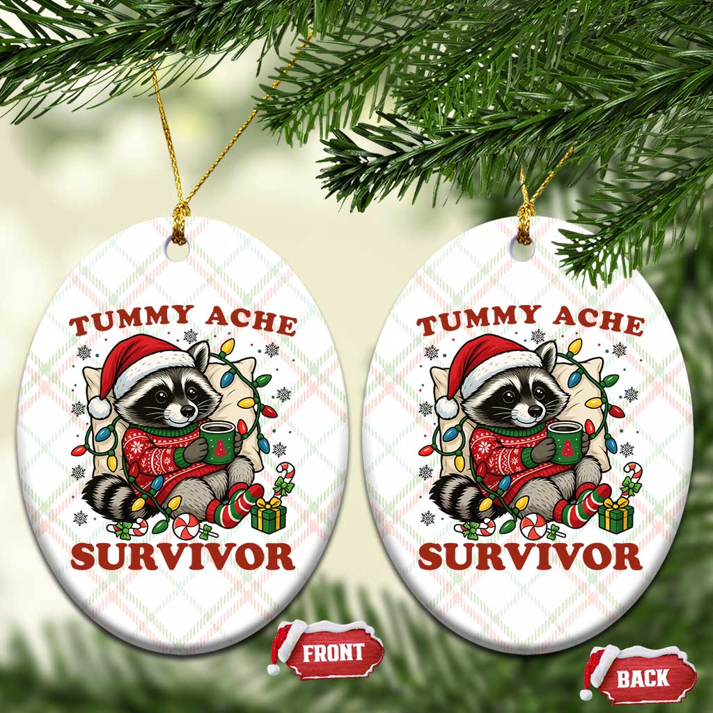 Funny Racoon Xmas Meme Ceramic Ornament Tummy Ache Survivor TS14 Print Your Wear