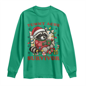 Funny Racoon Christmas Meme Long Sleeve Shirt Tummy Ache Survivor TS14 Irish Green Print Your Wear