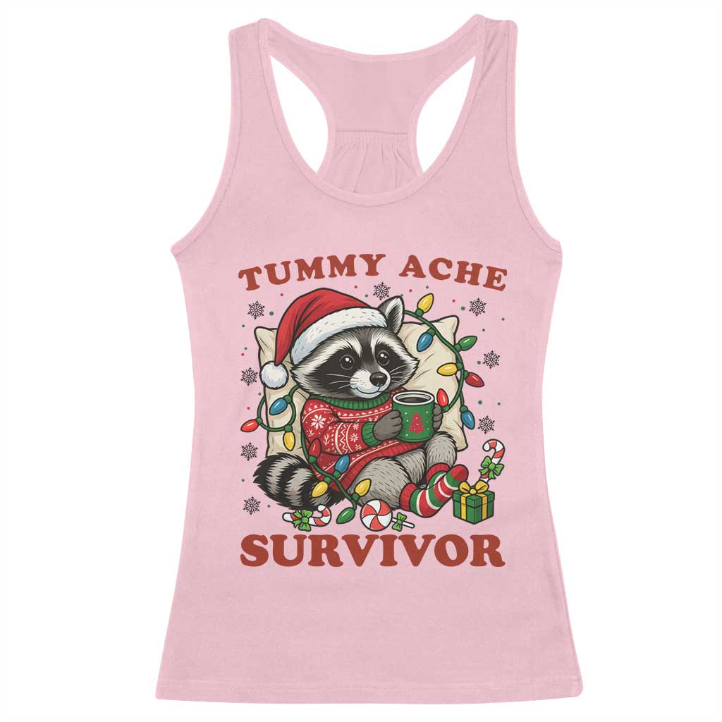 Funny Racoon Christmas Meme Racerback Tank Top Tummy Ache Survivor TS14 Light Pink Print Your Wear