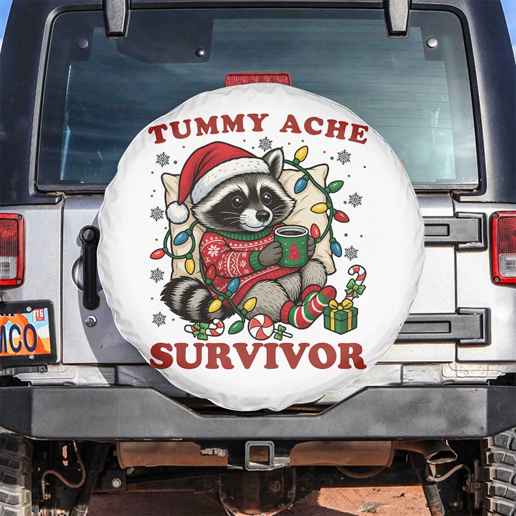Funny Racoon Christmas Meme Spare Tire Cover Tummy Ache Survivor TS14 No hole White Print Your Wear