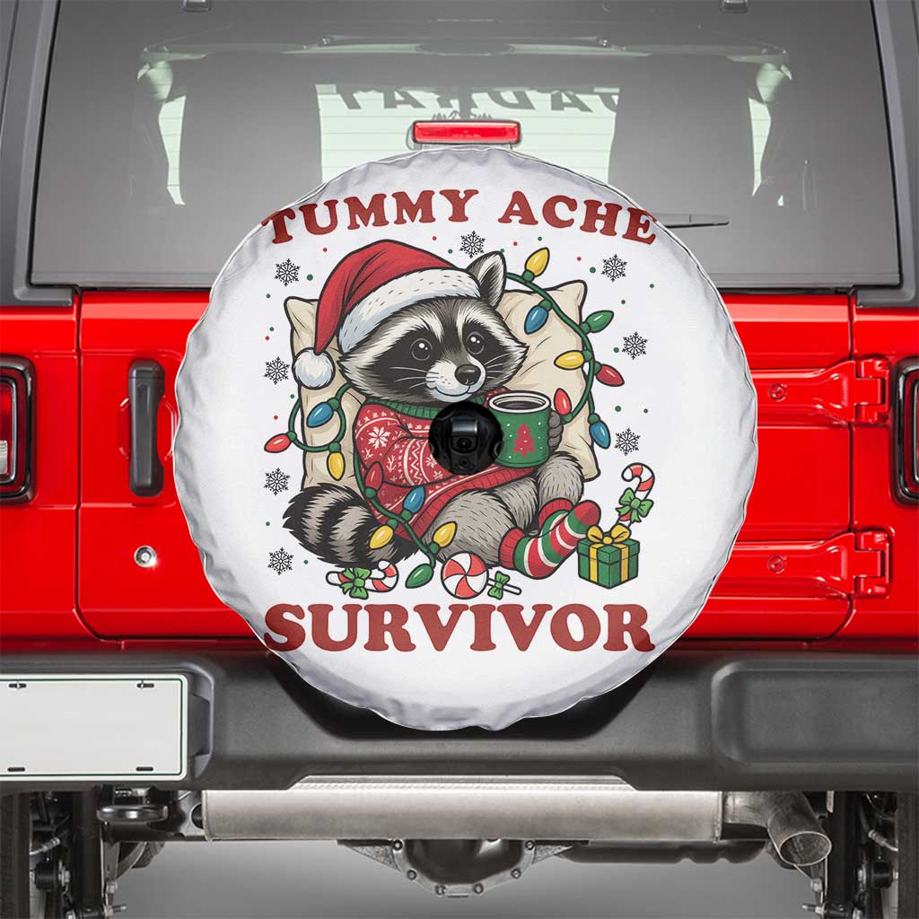 Funny Racoon Christmas Meme Spare Tire Cover Tummy Ache Survivor TS14 White Print Your Wear