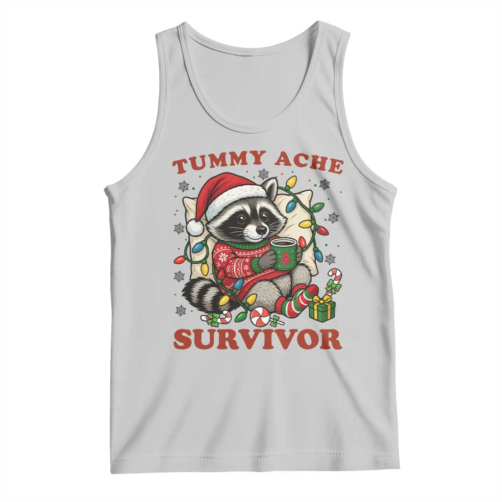 Funny Racoon Christmas Meme Tank Top Tummy Ache Survivor TS14 Ash Print Your Wear