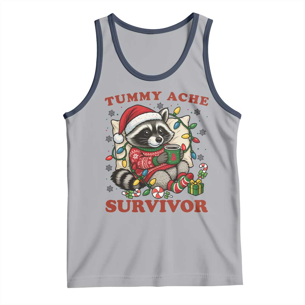 Funny Racoon Christmas Meme Tank Top Tummy Ache Survivor TS14 Athletic Heather Navy Print Your Wear