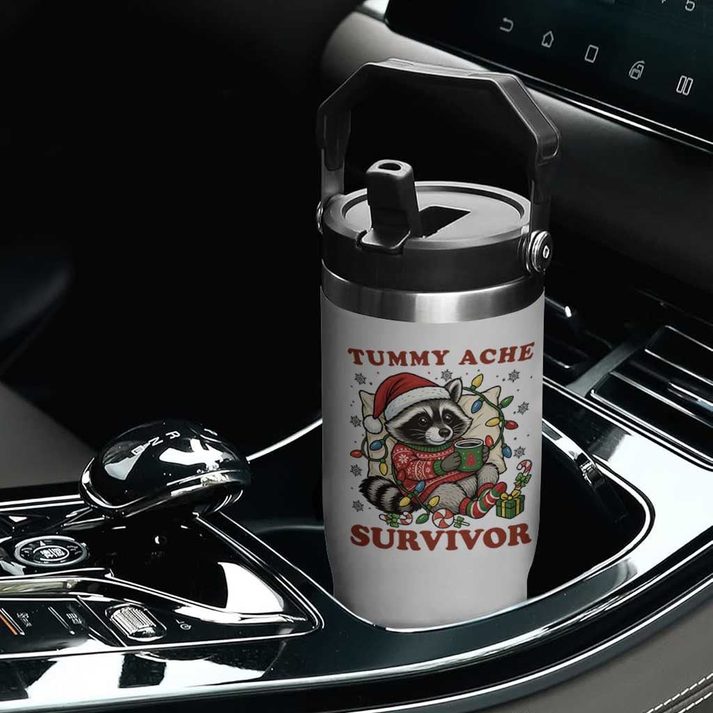 Funny Racoon Christmas Meme Flip Straw Tumbler Tummy Ache Survivor TS14 Print Your Wear