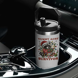 Funny Racoon Christmas Meme Flip Straw Tumbler Tummy Ache Survivor TS14 Print Your Wear
