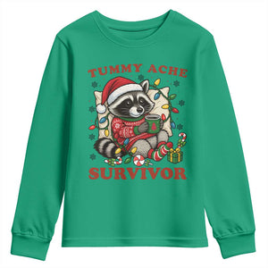 Funny Racoon Christmas Meme Youth Sweatshirt Tummy Ache Survivor TS14 Irish Green Print Your Wear