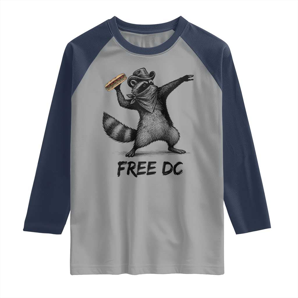 The Sandwich Guy Free DC Raglan Shirt Funny Racoon Meme TS14 Sport Gray Navy Print Your Wear