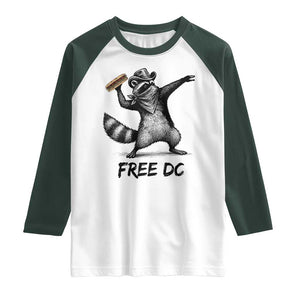 The Sandwich Guy Free DC Raglan Shirt Funny Racoon Meme TS14 White Dark Forest Green Print Your Wear