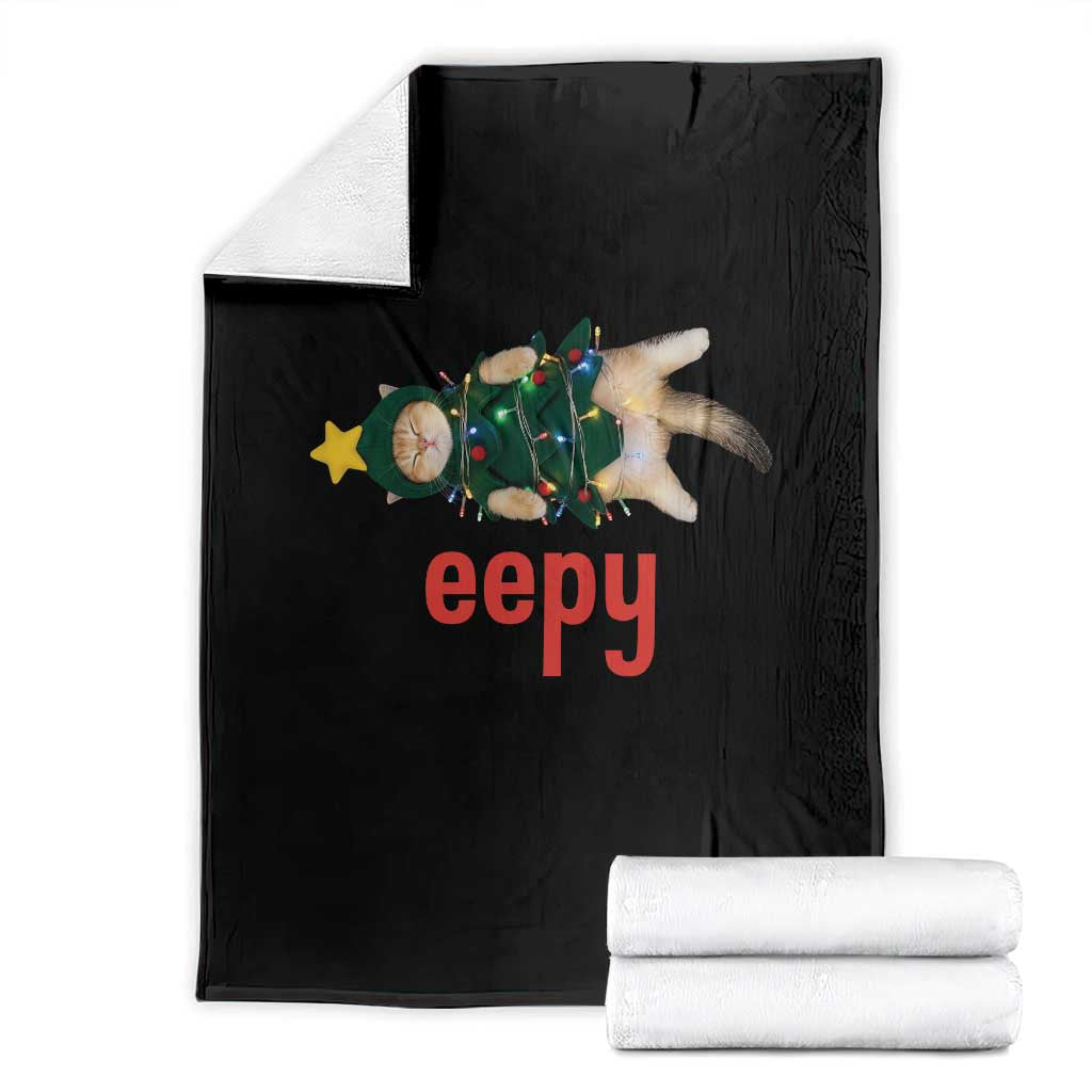 Cat Christmas Meme Throw Blanket Eepy Kitten Silly Sleepy TS14 Black Print Your Wear