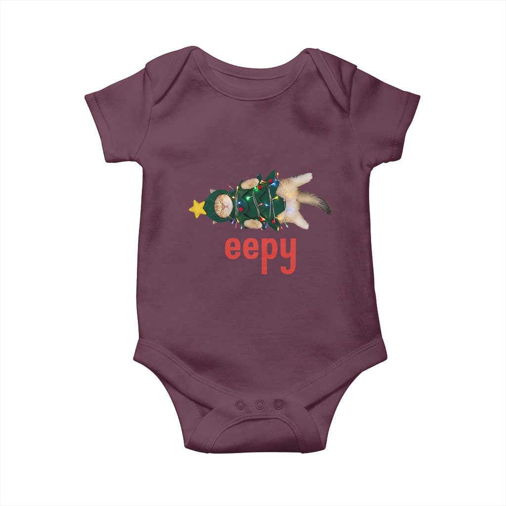 Cat Christmas Meme Baby Onesie Eepy Kitten Silly Sleepy TS14 Maroon Print Your Wear