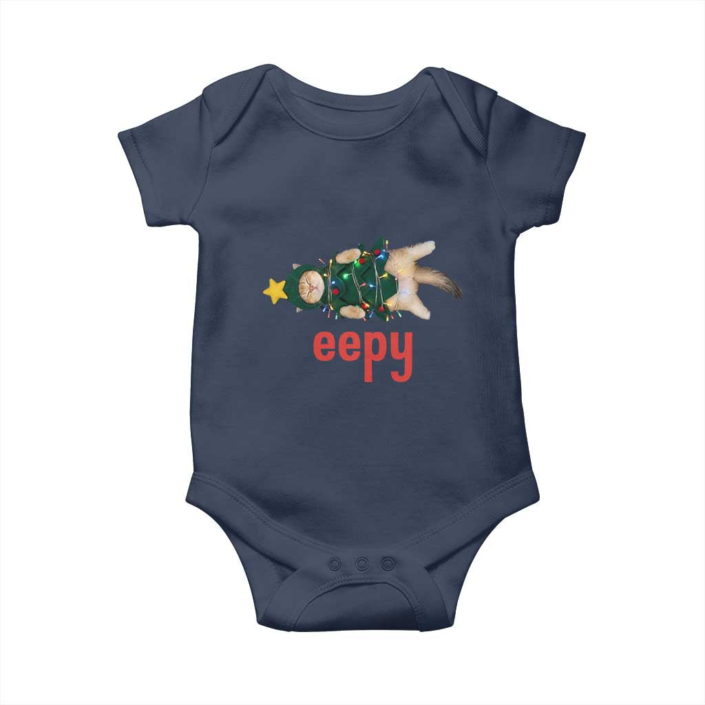 Cat Christmas Meme Baby Onesie Eepy Kitten Silly Sleepy TS14 Navy Print Your Wear