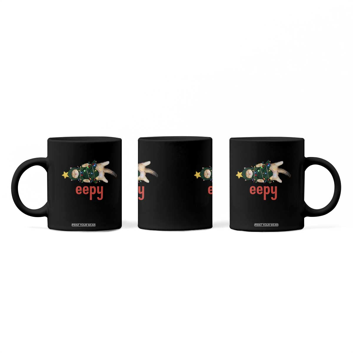 Cat Christmas Meme Coffee Mug Eepy Kitten Silly Sleepy TS14 Print Your Wear