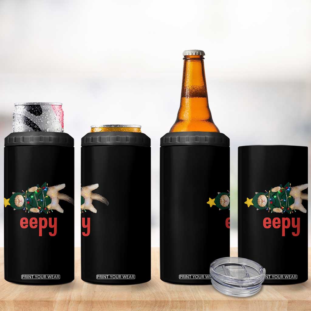 Cat Christmas Meme 4 in 1 Can Cooler Tumbler Eepy Kitten Silly Sleepy TS14 Print Your Wear