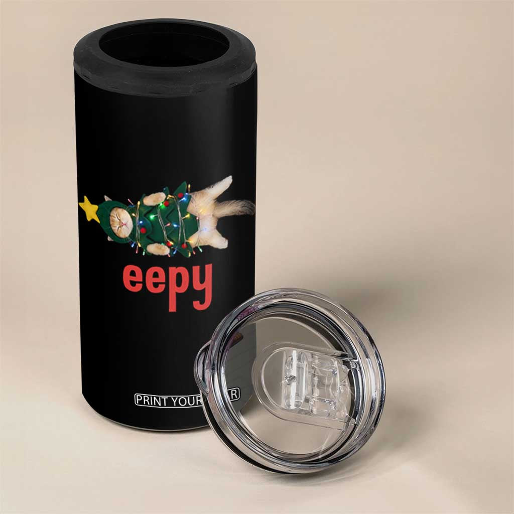 Cat Christmas Meme 4 in 1 Can Cooler Tumbler Eepy Kitten Silly Sleepy TS14 Print Your Wear