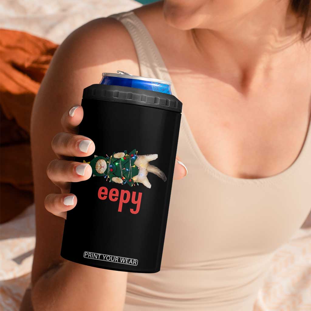 Cat Christmas Meme 4 in 1 Can Cooler Tumbler Eepy Kitten Silly Sleepy TS14 Print Your Wear