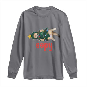 Cat Christmas Meme Long Sleeve Shirt Eepy Kitten Silly Sleepy TS14 Charcoal Print Your Wear