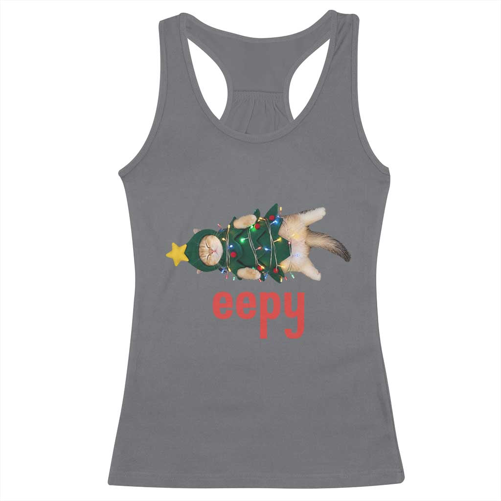 Cat Christmas Meme Racerback Tank Top Eepy Kitten Silly Sleepy TS14 Charcoal Print Your Wear