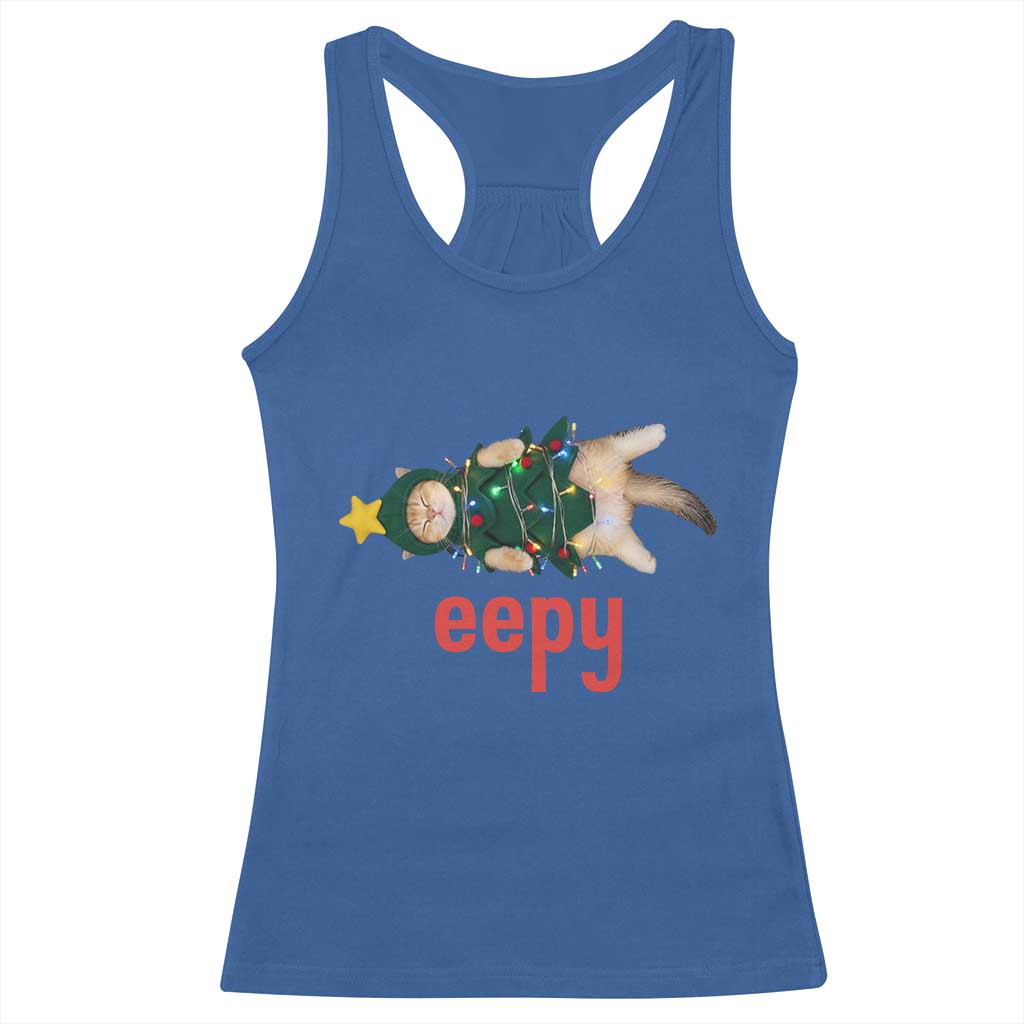 Cat Christmas Meme Racerback Tank Top Eepy Kitten Silly Sleepy TS14 Royal Blue Print Your Wear