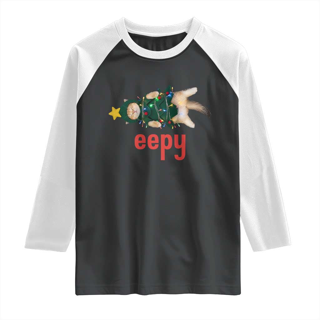 Cat Christmas Meme Raglan Shirt Eepy Kitten Silly Sleepy TS14 Black White Print Your Wear