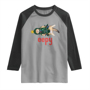 Cat Christmas Meme Raglan Shirt Eepy Kitten Silly Sleepy TS14 Sport Gray Black Print Your Wear