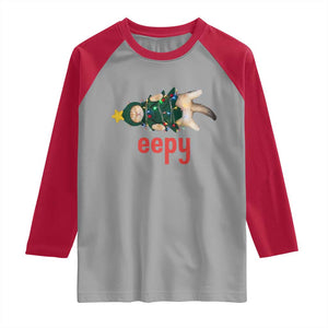Cat Christmas Meme Raglan Shirt Eepy Kitten Silly Sleepy TS14 Sport Gray Red Print Your Wear