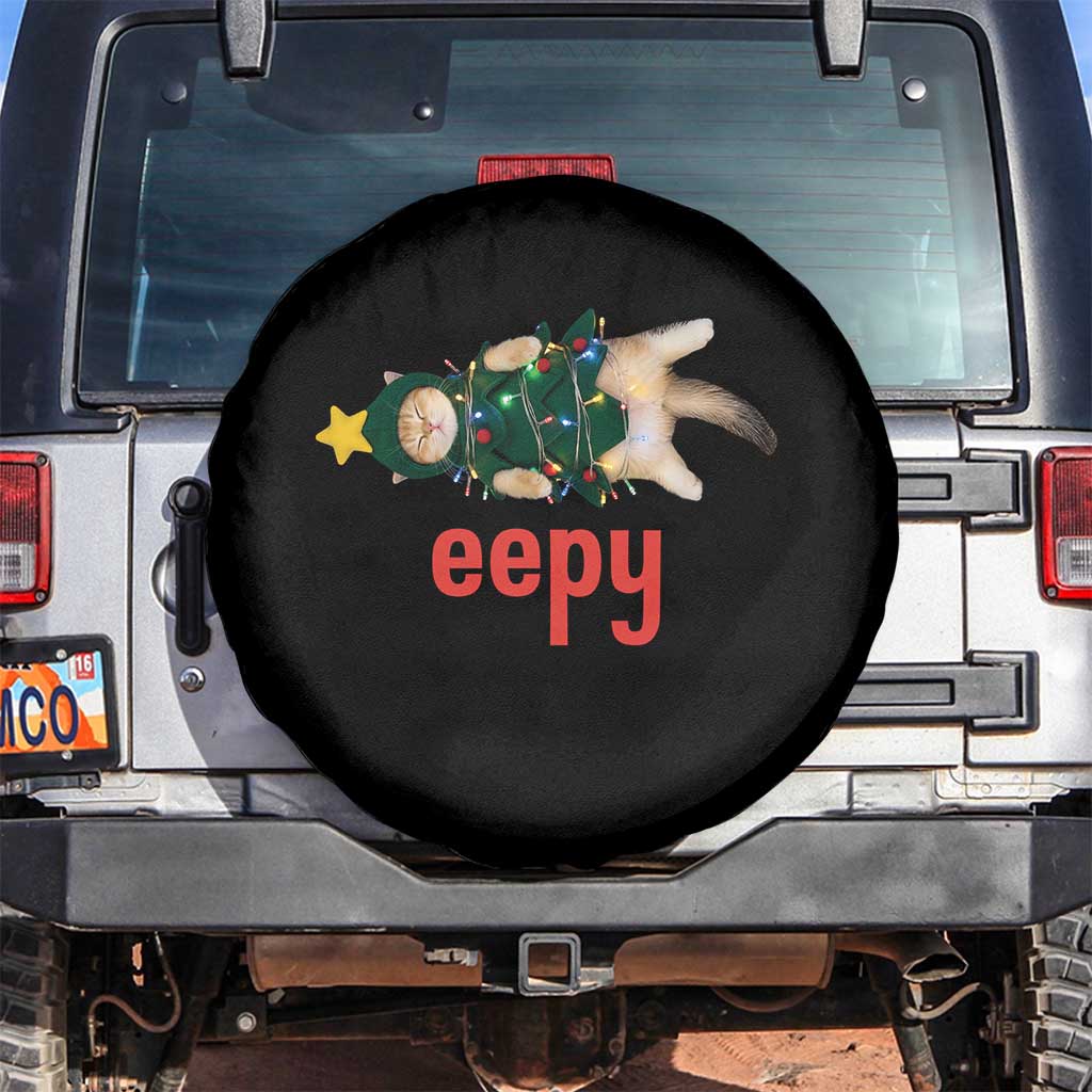 Cat Christmas Meme Spare Tire Cover Eepy Kitten Silly Sleepy TS14 No hole Black Print Your Wear