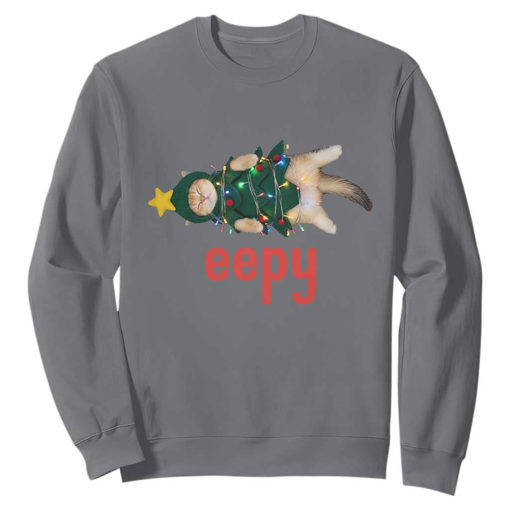 Cat Christmas Meme Sweatshirt Eepy Kitten Silly Sleepy TS14 Charcoal Print Your Wear