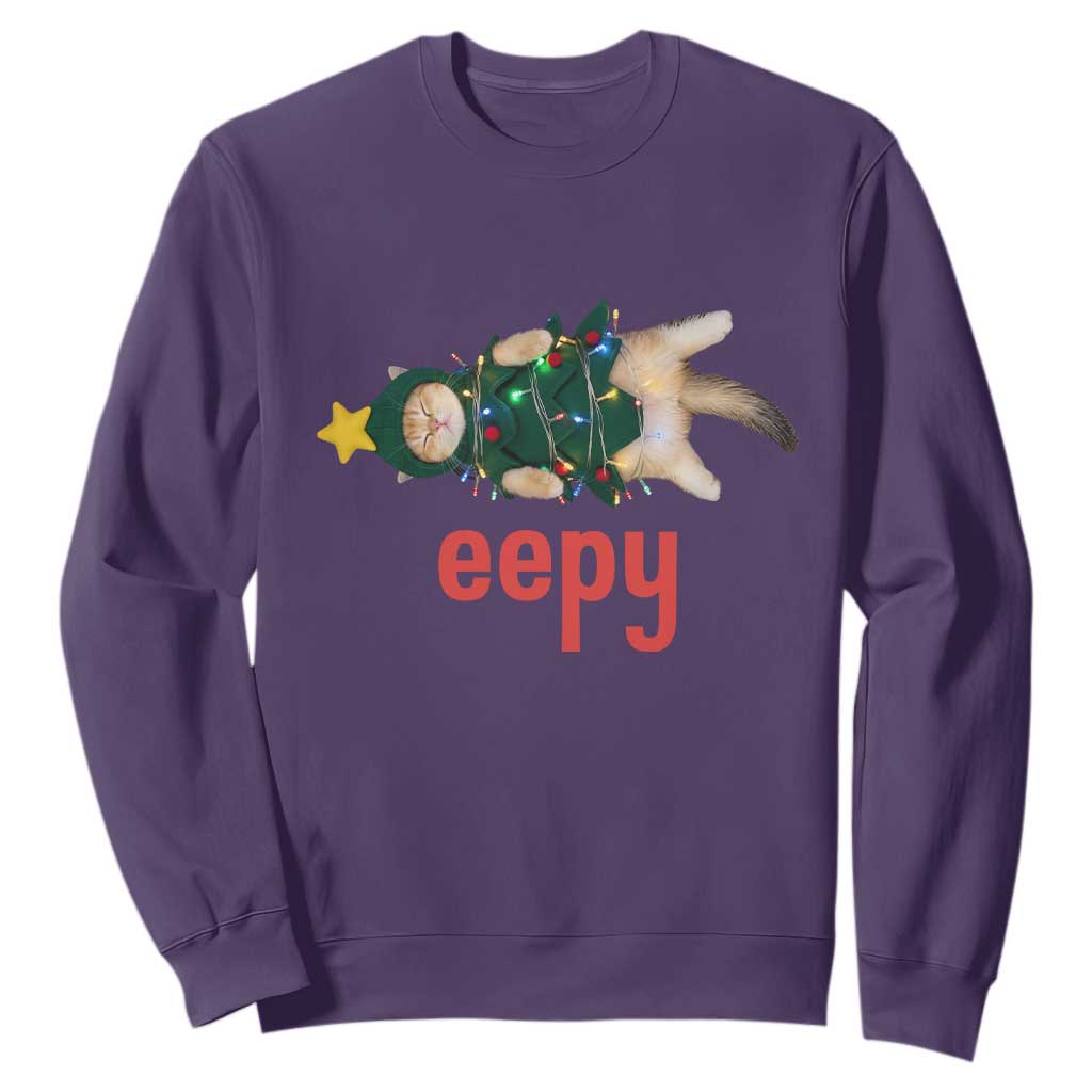 Cat Christmas Meme Sweatshirt Eepy Kitten Silly Sleepy TS14 Purple Print Your Wear