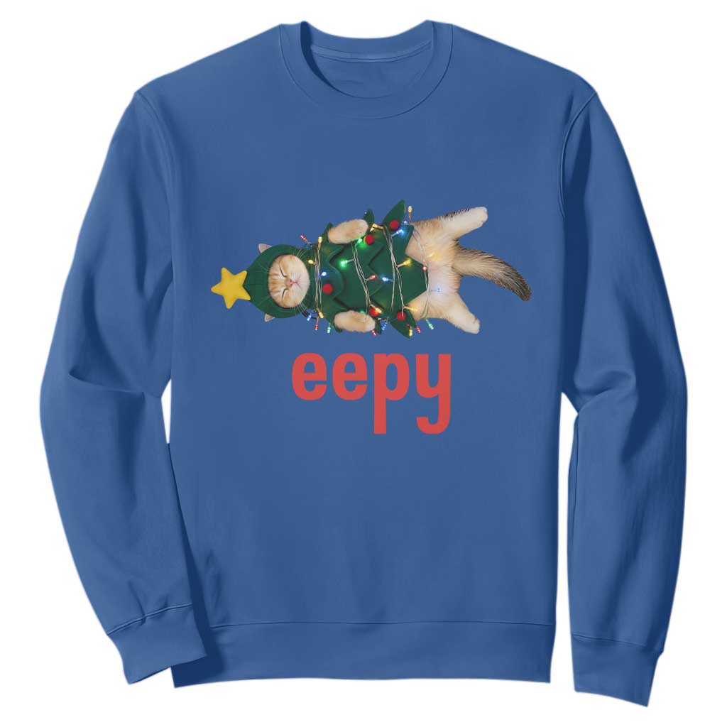 Cat Christmas Meme Sweatshirt Eepy Kitten Silly Sleepy TS14 Royal Blue Print Your Wear
