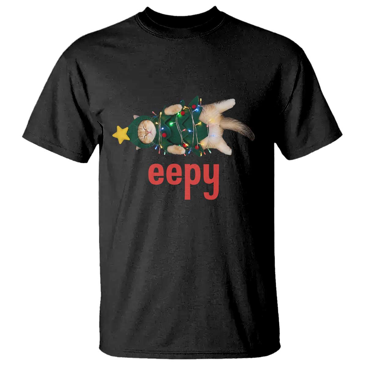 Cat Christmas Meme T Shirt Eepy Kitten Silly Sleepy TS14 Black Print Your Wear
