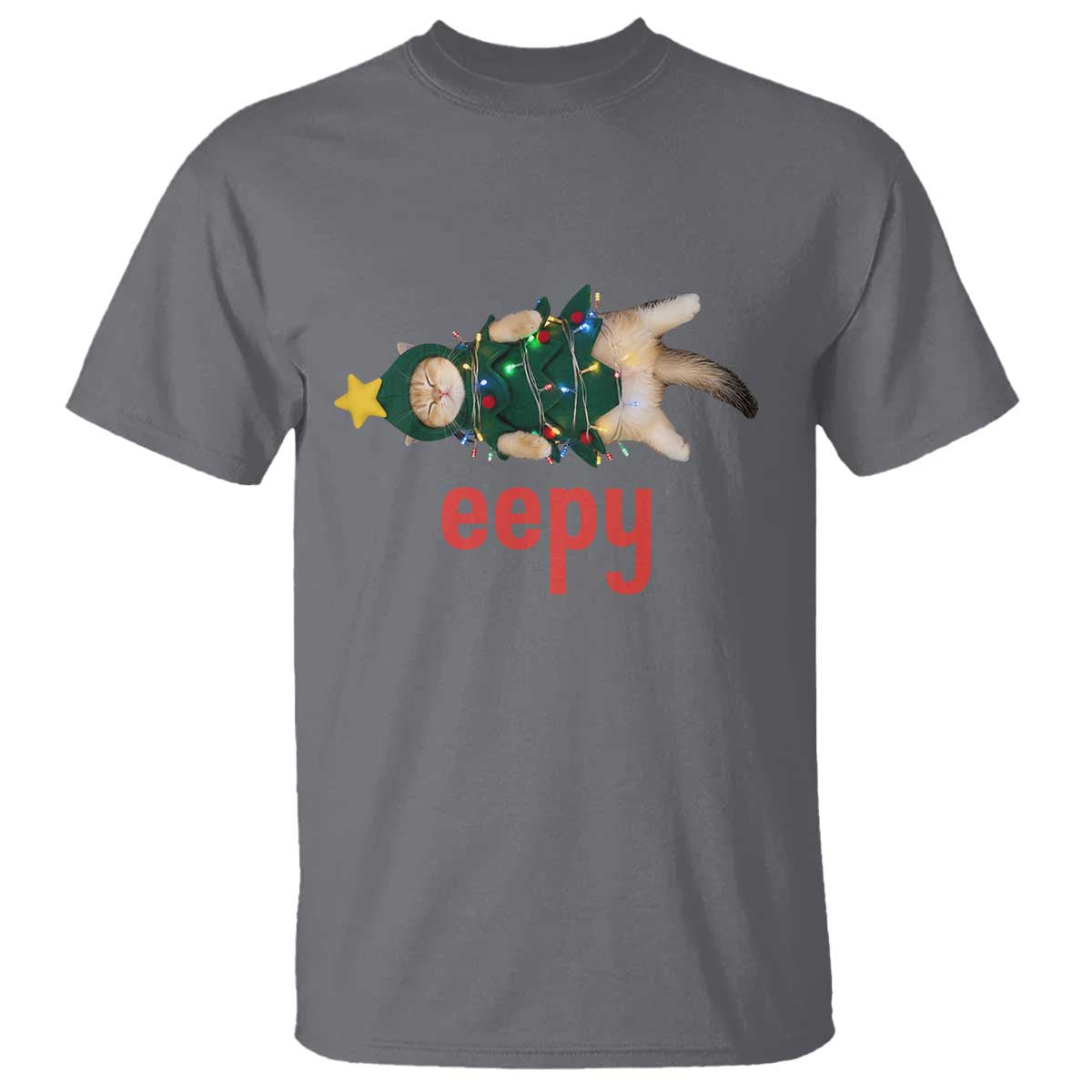 Cat Christmas Meme T Shirt Eepy Kitten Silly Sleepy TS14 Charcoal Print Your Wear