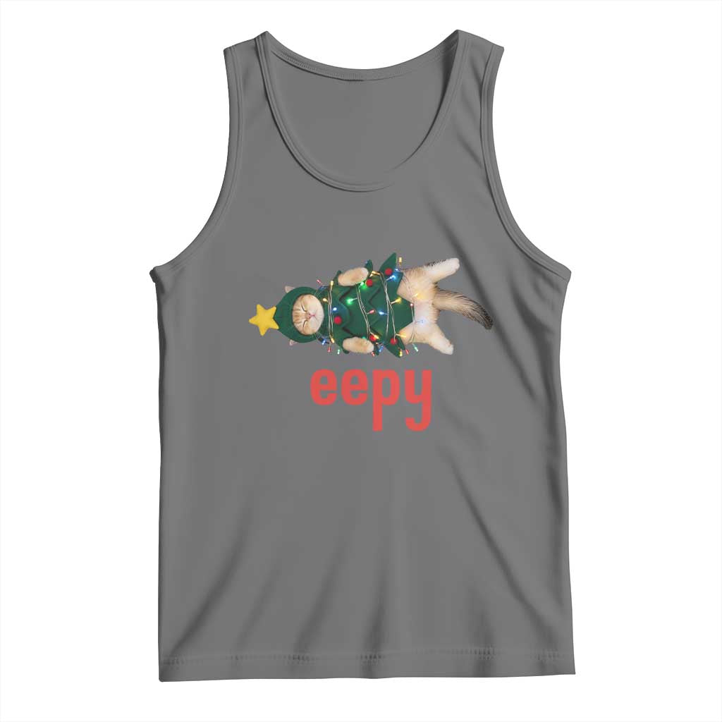 Cat Christmas Meme Tank Top Eepy Kitten Silly Sleepy TS14 Black Heather Print Your Wear