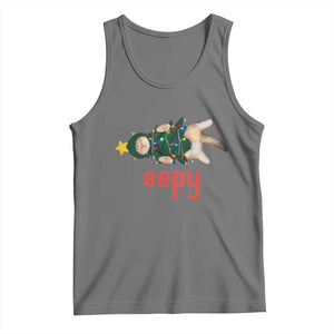 Cat Christmas Meme Tank Top Eepy Kitten Silly Sleepy TS14 Black Heather Print Your Wear