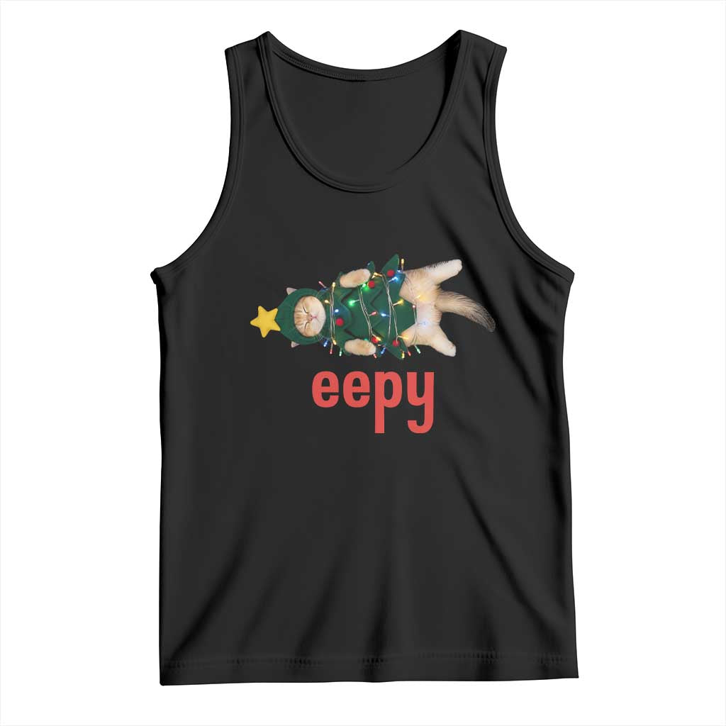 Cat Christmas Meme Tank Top Eepy Kitten Silly Sleepy TS14 Black Print Your Wear